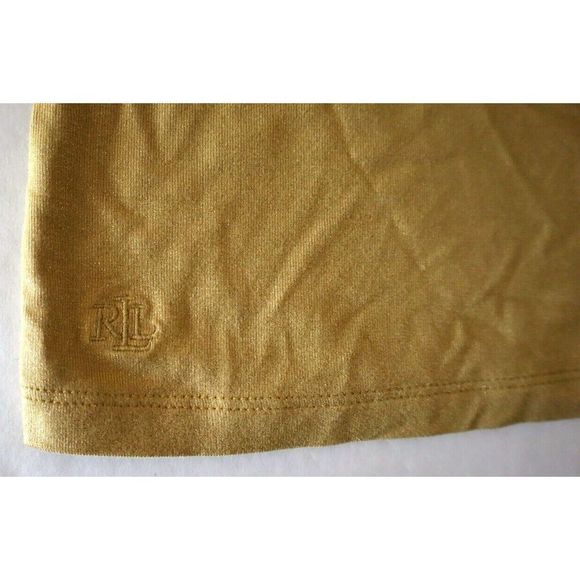 Lauren Ralph Lauren Women's Sz S Gold Metallic Stretch Jersey Turtleneck Top $80 - Picture 5 of 10
